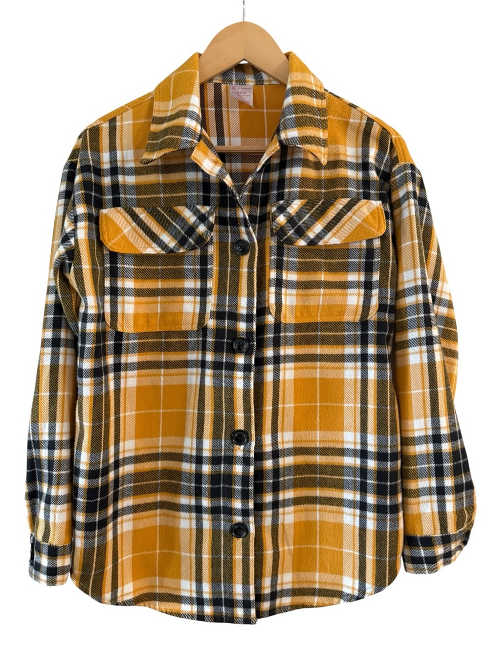 Flannel Shirt Plaid Shacket Button Up Black Yellow Iowa Hawkeyes Steelers 7-9